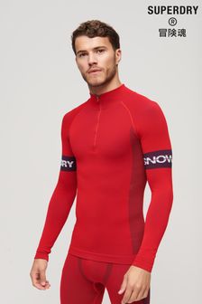 Superdry Red Seamless 1/4 Zip Baselayer Top (K81247) | SGD 106