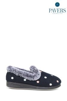 Pavers Blue Floral Faux Fur Slippers (K81274) | AED139