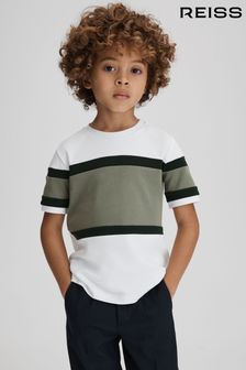 Зеленый - Хлопковая футболка в стиле колор блок с круглым вырезом Reiss Auckland (K81429) | €21