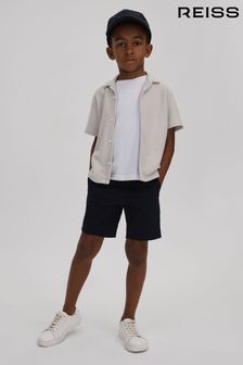 Reiss Silver Gerrard Junior Textured Cotton Cuban Collar Shirt (K81446) | HK$403