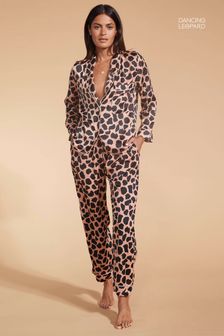 Béžový oblak - Dlhá pyžamová súprava s leopardím vzorom (K81452) | €44