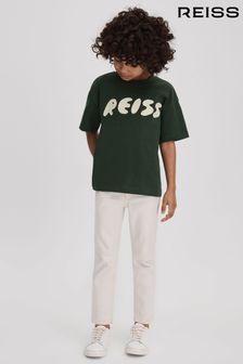 Reiss Hunting Green Sands Junior Cotton Crew Neck Motif T-Shirt (K81466) | SGD 50
