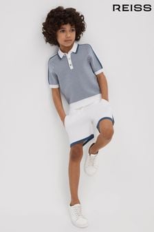 Reiss White Heddon Junior Knitted Drawstring Shorts (K81480) | $54