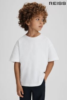 Белый - Хлопковая футболка свободного кроя с круглым вырезом Reiss Selby (K81488) | €21
