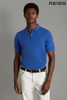Reiss Lapis Blue Maxwell Merino Wool Half-Zip Polo Shirt (K81505) | €125