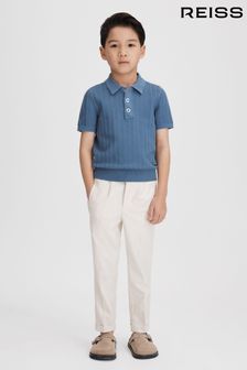Reiss Cornflower Blue Pascoe Senior Textured Modal Blend Polo Shirt (K81510) | CA$103