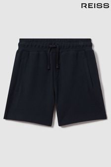 Reiss Navy Hester Senior Textured Cotton Drawstring Shorts (K81524) | OMR18