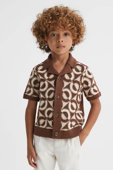 Reiss Tobacco Frenchie Junior Knitted Cuban Collar Shirt (K81527) | kr1,057