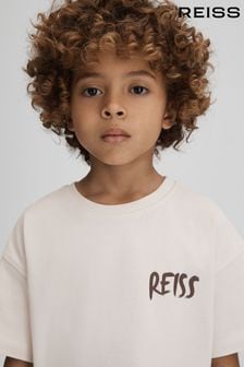 Ecru - Reiss Abbott Cotton Motif T-shirt (K81561) | kr400