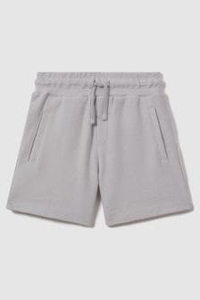 Reiss Silver Hester Junior Textured Cotton Drawstring Shorts (K81566) | $32
