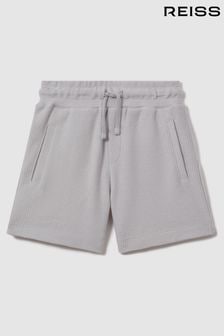 Reiss Silver Hester Senior Textured Cotton Drawstring Shorts (K81572) | $38