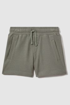 Reiss Pistachio Hester Junior Textured Cotton Drawstring Shorts (K81598) | €30