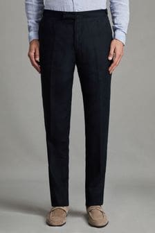 Reiss Navy Kin Slim Fit Linen Adjuster Trousers (K81610) | 1,088 QAR