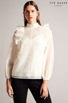 Ted Baker Nude Knit Rib Collar Aubreei Blouse with Balloon Sleeves (K81684) | kr2 010