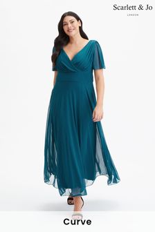 Scarlett & Jo Teal Blue Angel Sleeve Maxi Dress (K81710) | AED499