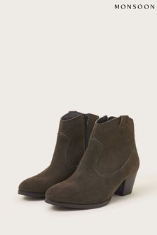 Monsoon Suede Cowboy Ankle Boots