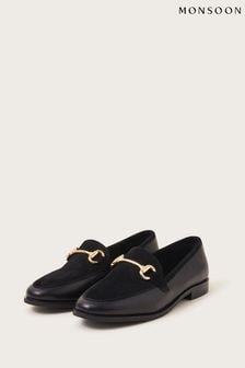 Monsoon Black Leather Suede Loafers (K81737) | 292 QAR