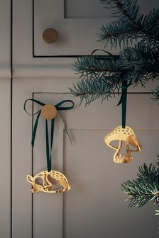 Georg Jensen Gold Christmas Ornament Set Derr and Mushroom 18KT Gold Plated (K81797) | CA$106