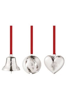 Georg Jensen Silver Christmas set of 3 Bell Ball and Heart Gift Set (K81837) | $177
