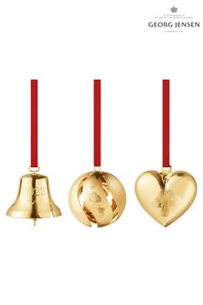 Georg Jensen Gold Christmas set of 3 Bell Ball and Heart Gift Set