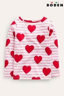 Rojo - Camiseta con diseño bretón y motivo de corazón Everyday de Boden (K81903) | 25 € - 28 €