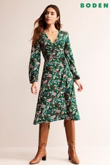 Зеленый - Трикотажное платье миди с запахом Boden Joanna (K81921) | €70