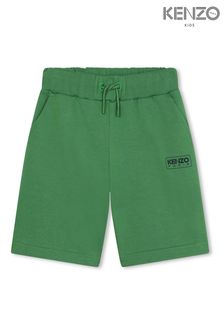 KENZO KIDS Green Logo Jersey Shorts