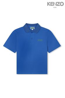 KENZO KIDS Blue Short Sleeve Logo Polo Shirt (K81966) | SGD 157 - SGD 196