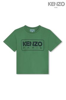 Tricou cu mânecă scurtă și logo Kenzo Kids Verde Paris (K81973) | 313 LEI - 373 LEI