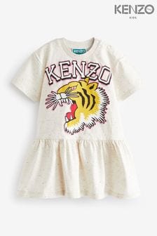 KENZO KIDS Natural Tiger Varsity Print Short Sleeve Logo Baby Dress (K81979) | €150 - €165