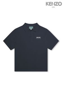 KENZO KIDS Blue Short Sleeve Logo Polo Shirt