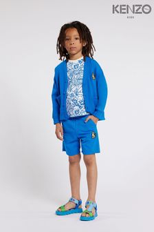 Синие трикотажные шорты с логотипом Kenzo Kids (K81998) | €152