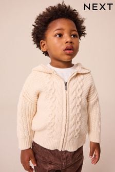 ベージュ - Cable Knit Zip Through Cardigan (3mths-7yrs) (K82068) | ￥3,890 - ￥4,660