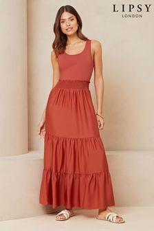 Рудувато-коричневий - Lipsy Гібридна сукня максі з гофрованою талією (K82117) | 1 514 ₴