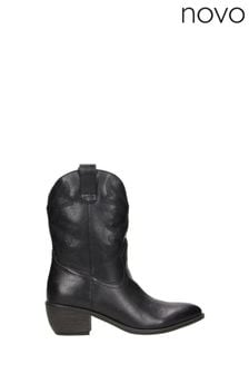 Novo Black Lulu Western Mid Calf Boots (K82164) | kr584