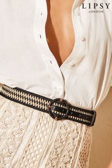 Černobílý pásek Lipsy Raffia s přezkou (K82191) | 575 Kč