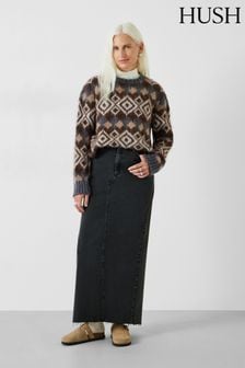 Hush Black Rylie Denim Maxi Skirt (K82269) | OMR41