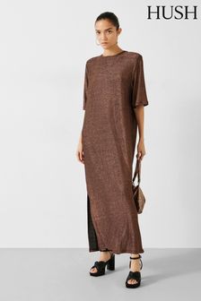 Hush Brown Glitter Maxi T-Shirt Dress (K82271) | €120