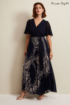 Phase Eight Black Printed Abigail Pleat Midaxi Dress (K82288) | $371