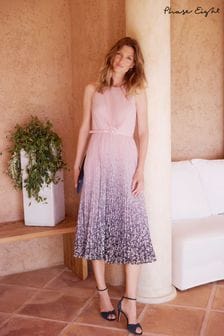 Phase Eight Pink Simara Printed Midi Dress (K82294) | OMR82
