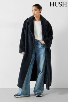 Hush Grey Jolene Faux Fur Belted Coat (K82311) | 722 zł