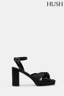 Hush Black Farrah Satin Twist Platform Sandals (K82315) | $260