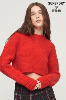 Roșu - Pulover scurt din tricot texturat Superdry Vintage (K82339) | 334 LEI