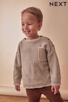 Neutral Knitted Crew Neck Jumper (3mths-7yrs) (K82477) | $24 - $27