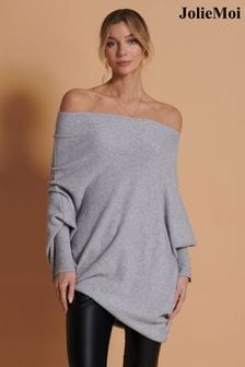 Jolie Moi asimetrični mehek pleten pulover (K82601) | €43
