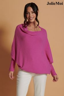Roza - Jolie Moi asimetrični mehek pleten pulover (K82618) | €43