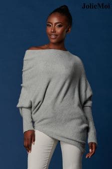 Jolie Moi White Wool Blend Asymmetric Soft Knit Jumper (K82621) | €46