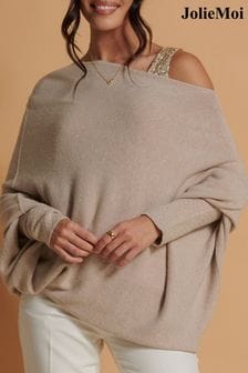 Jolie Moi asimetrični mehek pleten pulover (K82633) | €43