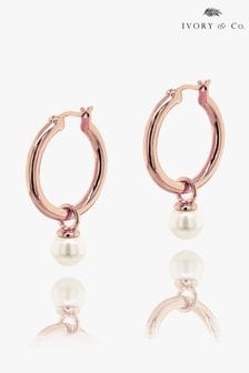 Oro negro rosa - Pendientes de aro de perlas Newark de Ivory & Co (K82725) | 50 €