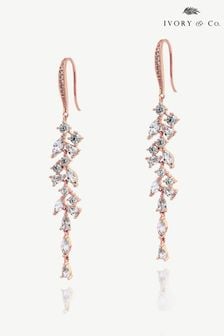 Ivory & Co Rose Gold Sandringham Crystal Cluster Drop Earring (K82727) | Kč2,180